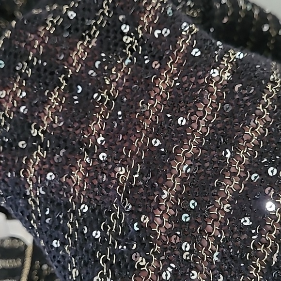 Chico's Black & Gold Striped Sweater with Sequins size 2 (Large) - Picture 8 of 9